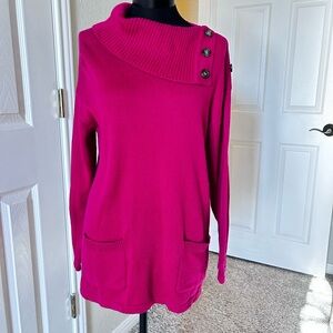 Chico's Vibrant Red  Envelope Neck Sweater. Size 2 (L).  NWTGS